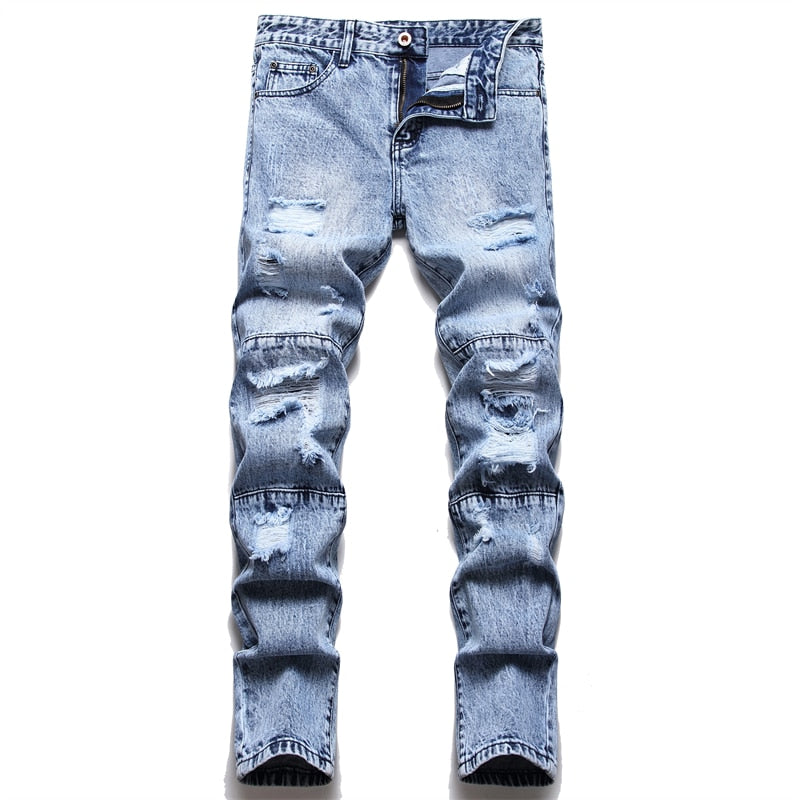 2022 Autumn New Fashion Retro Hole Jeans Men Pants Cotton Denim Trouser Male Plus Size High Quality Jeans