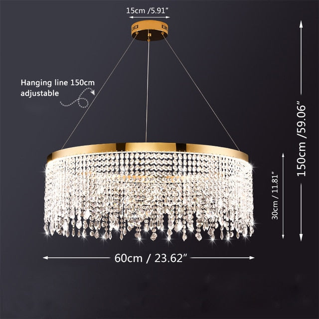 Modern Luster Pendant Light Crystal Chandelier Luxury Lamps For Living Dining Room Circle Hanging Lamp Home Decor LED Fixture