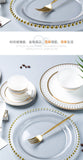 Restaurant Bone Porcelain Western Food Plate Decoration Plate Gold Lace Stamens Tableware Set Steak Plate Flat Bowl Soup Plate