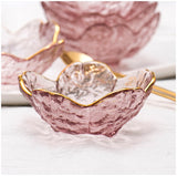 Japanese Style Dish Cherry Blossoms Seasoning Plate Vinegar Dishes Tableware Supplies Gold Glass Sauce Bowl Kitchen Accessories