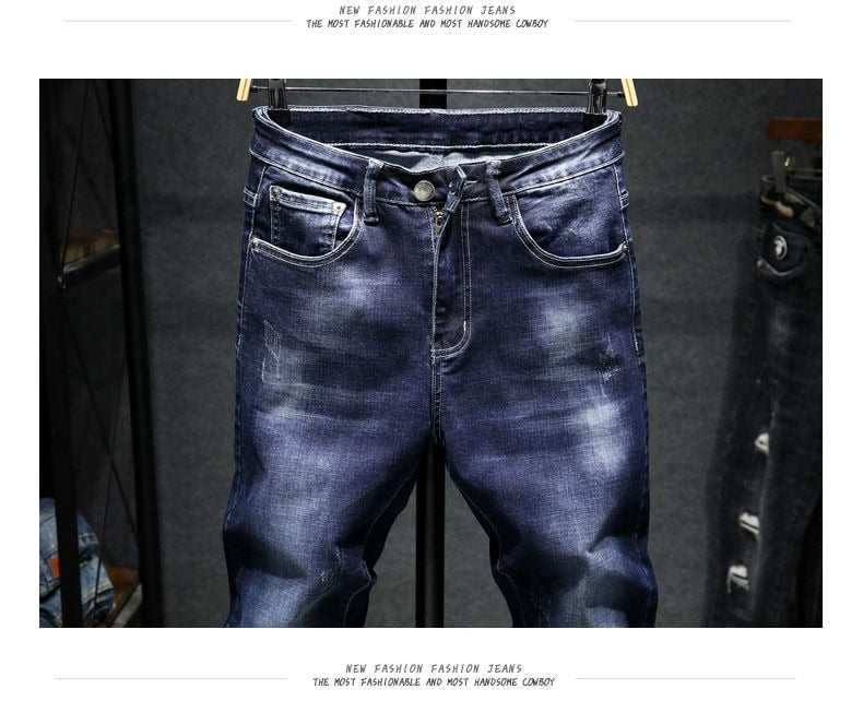 2022 Spring and Autumn New Men's Fashion Casual Versatile Stretch Jeans Long Pants Men's Slim Fit Large Size High Quality Pants