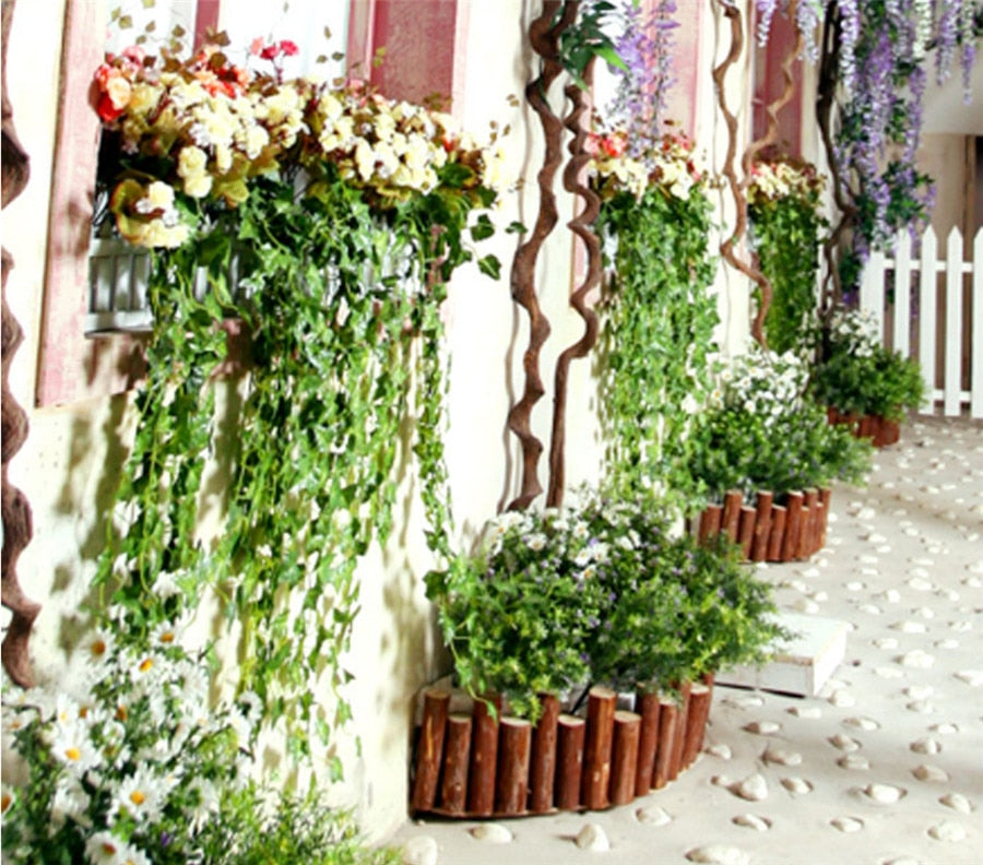 90cm Artificial Vine Plants Hanging Ivy Green Leaves Garland Radish Seaweed Grape Fake Flowers Home Garden Wall Party Decoration