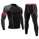 Mens Running Set Compression T-Shirt Pants Sport Long Sleeves T Shirts Fitness Rashguard Men Gym Leggings Clothes Tight Suit