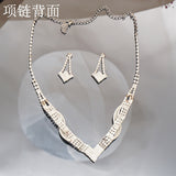 Bride Wedding Dress Necklace Earring Set Simple Full Diamond Super Flash Rhinestone Necklace Jewelry Advanced Accessories