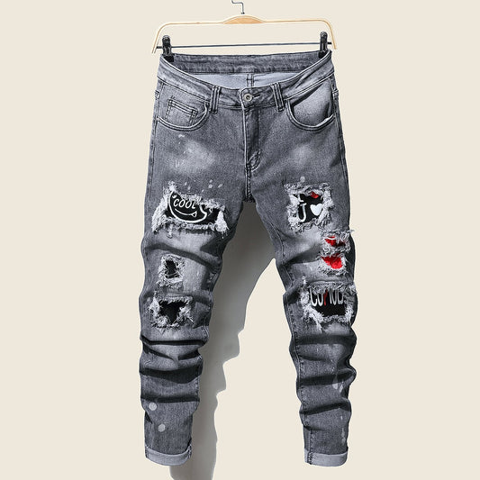 Men's chic Jeans Cool Ripped Skinny Trousers Casual Jogging Jeans for Men Fashion Streetwear Hip Hop Male Slim Fit Long Pants