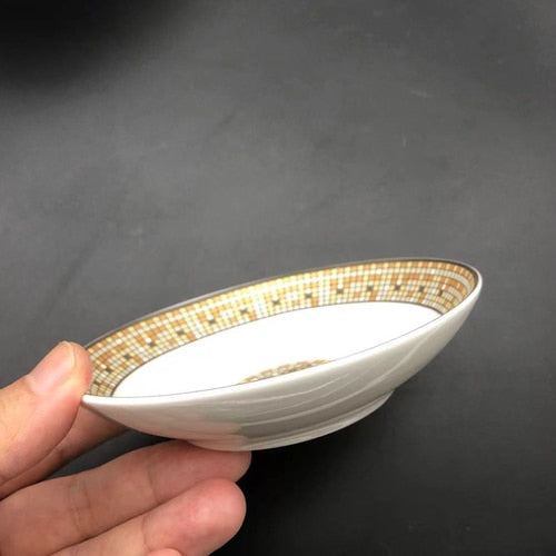 Free combination of high-end bone china single bowl dish Jingdezhen European luxury gilt edged tableware set