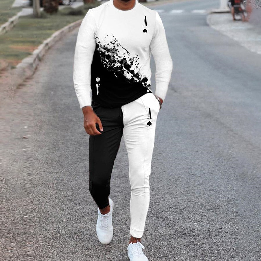 The Lion King Men's Set Casual Sportswear Running Suit Men Long-sleeved Autumn T-shirt+Sports Tracksuit 2-Piece Plus Size Set