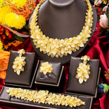 GODKI New Luxury 4pcs African Dubai Jewelry Sets For Women Wedding Party 5A Cubic Zirconia Indian Bridal Jewelry Set Gift