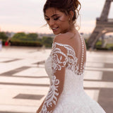 Elegant Wedding Dress Organza With Embroidery Princess Ball Gown Sweetheart Full Sleeve Simplicity Back Button Vestido De Novia