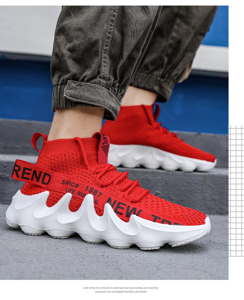 Unisex High Top Summer Casual Sneakes Chunky Breathable Men Outdoor Jogging Shoes Women Thick Sole Non-Slip Zapatillas New Color