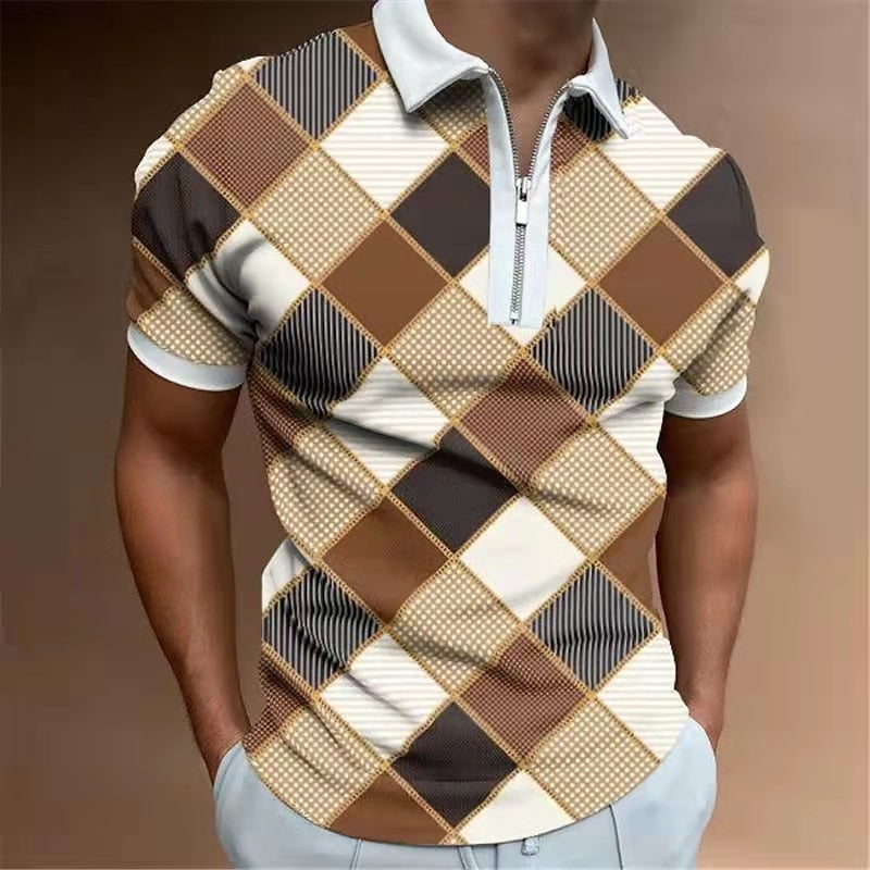 The Stripe Square Printed Polo Shirt 2022 Men's Short Sleeve Summer T-shirt Men's Clothing European Size S-3XL