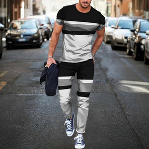 Summer Sportwear Suit Short Sleeve T Shirt Long Pants Men 2 Piece Sets Men Tracksuit 3D printed Casual Trend Oversized Clothes