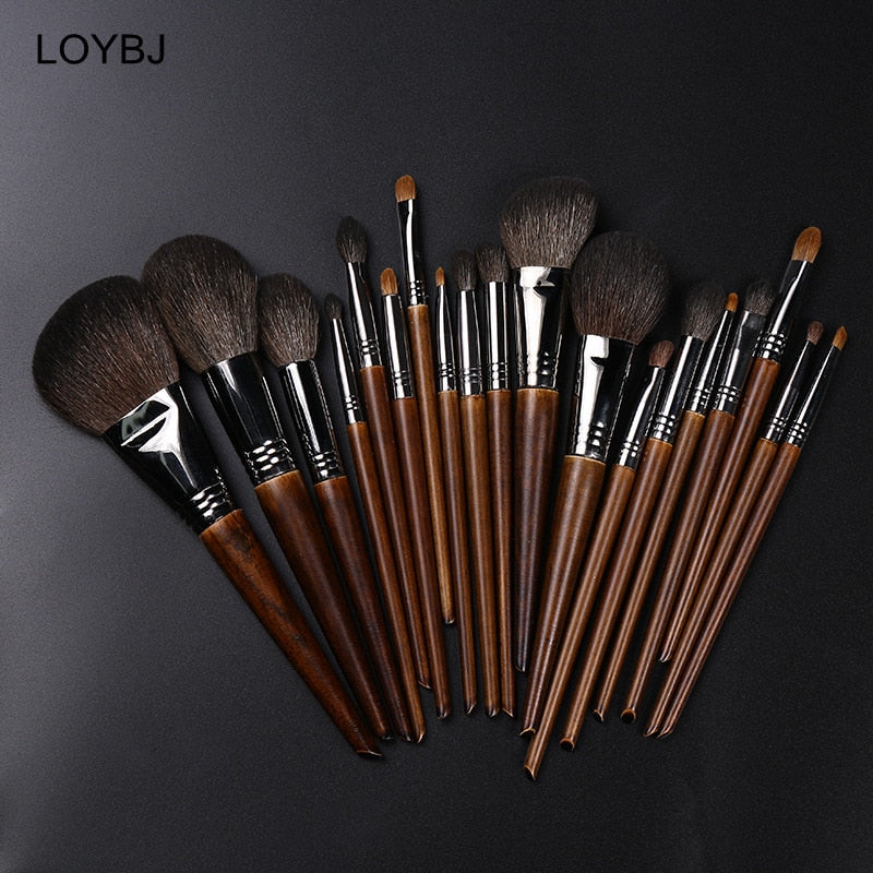 LOYBJ Natural Goat Hair Makeup Brushes Set Powder Foundation Blush Make Up Brush Cosmetic Eyebrow Eyeshdow Blending Maquillage