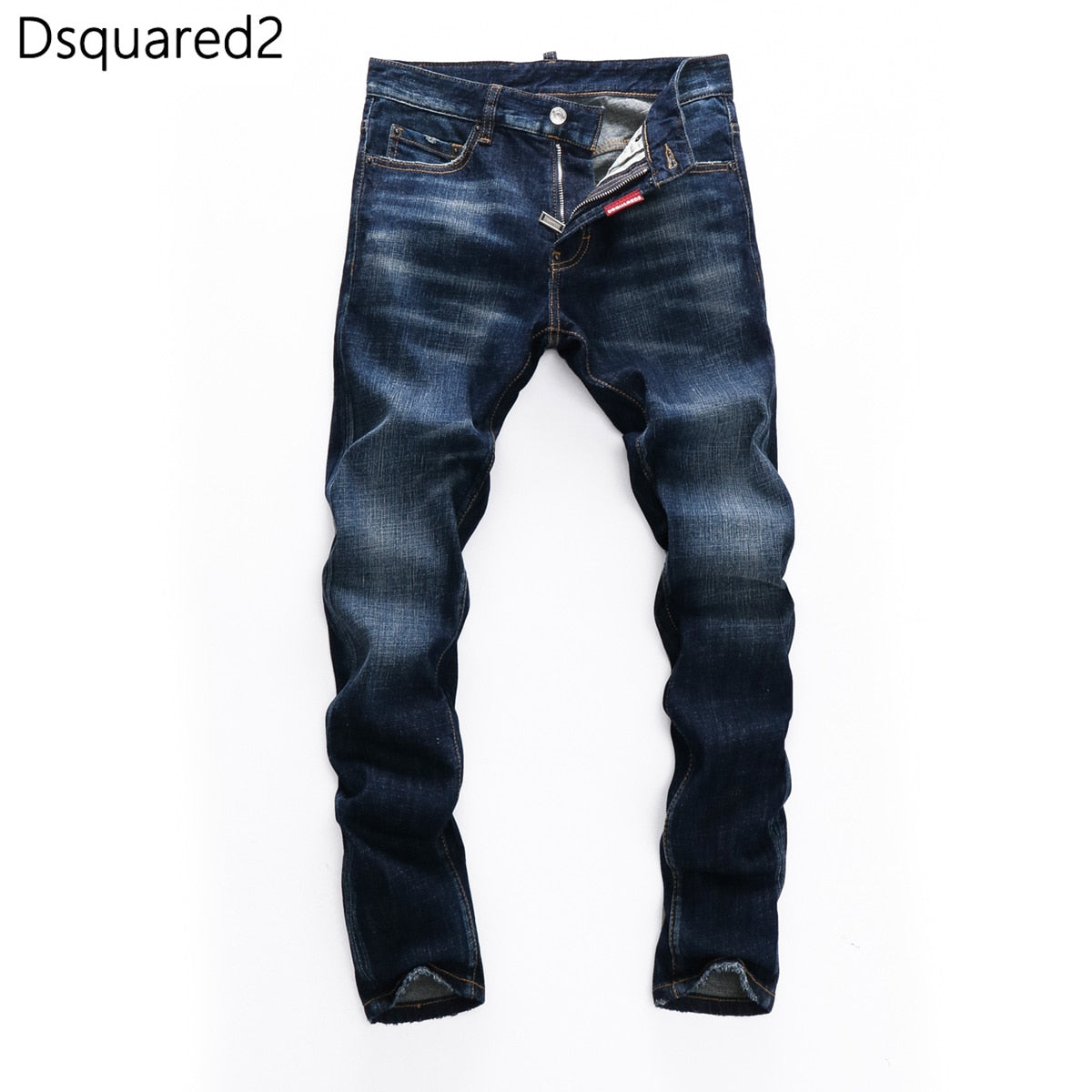 Dsquared2 jeans original quality dsq2 brand mens jeans Men straight denim trousers zipper Slim blue hole elastic jeans men