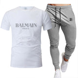 2022Men's clothes Summer brand printed cotton quick-drying short-sleeved T-shirt + trousers men's sets jogging men's tracksuit