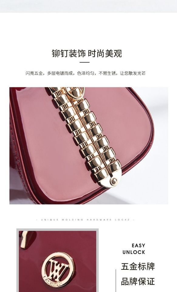 2022 New Quality Luxury Evening Lady Messenger Bag Ladies Handbags Patent Leather Ladies Shoulder Bag Design Wedding Party Bags