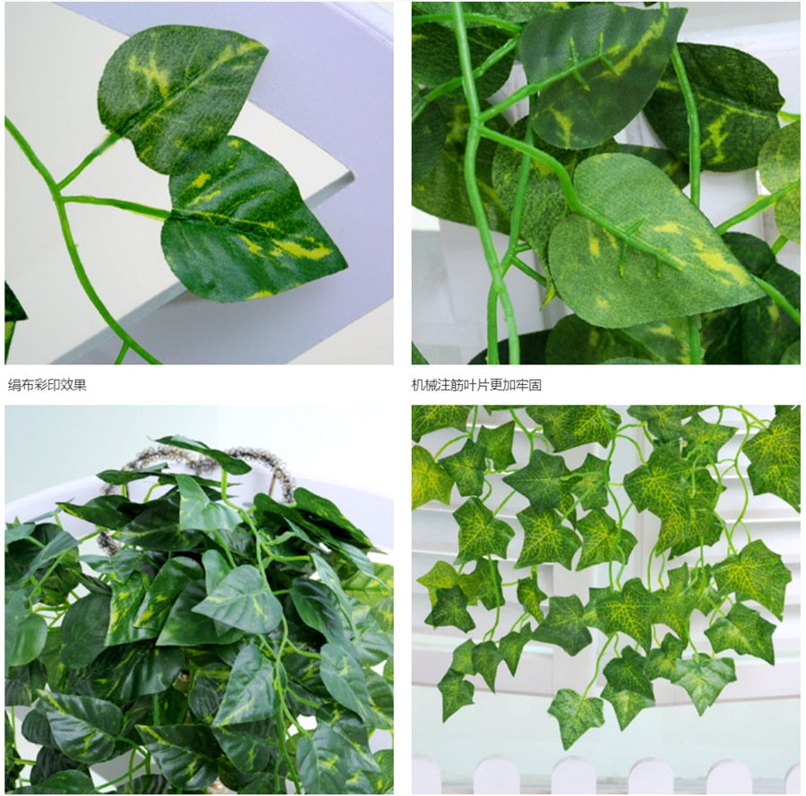 90cm Artificial Vine Plants Hanging Ivy Green Leaves Garland Radish Seaweed Grape Fake Flowers Home Garden Wall Party Decoration