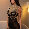 Women Pearl Shawl Necklaces Body Chain Sexy Beaded Collar Shoulder Pearl Bra Top Sweater Chain Wedding Dress Body Jewelry