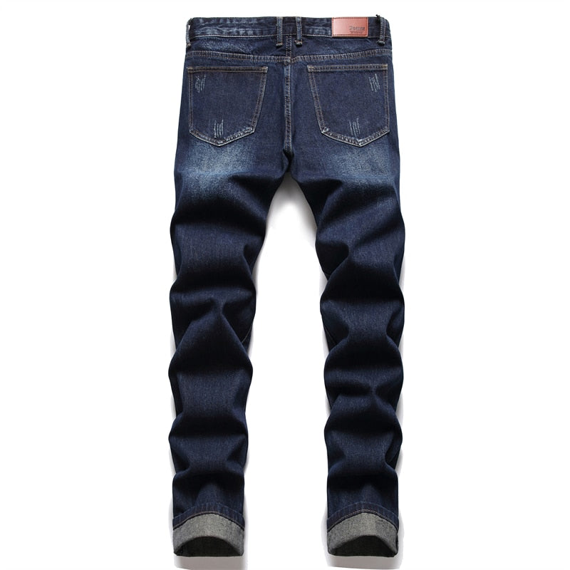 2022 Autumn New Fashion Retro Hole Jeans Men Pants Cotton Denim Trouser Male Plus Size High Quality Jeans