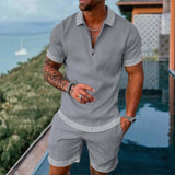 Men's Tracksuit Casual Summer Short Sleeve Polo Shirt and shorts Suit two-Piece Set Male Clothing Streetwear Clothes for Men