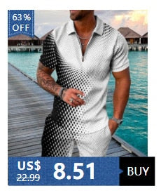 Men's Tracksuit Casual Summer Short Sleeve Polo Shirt and shorts Suit two-Piece Set Male Clothing Streetwear Clothes for Men