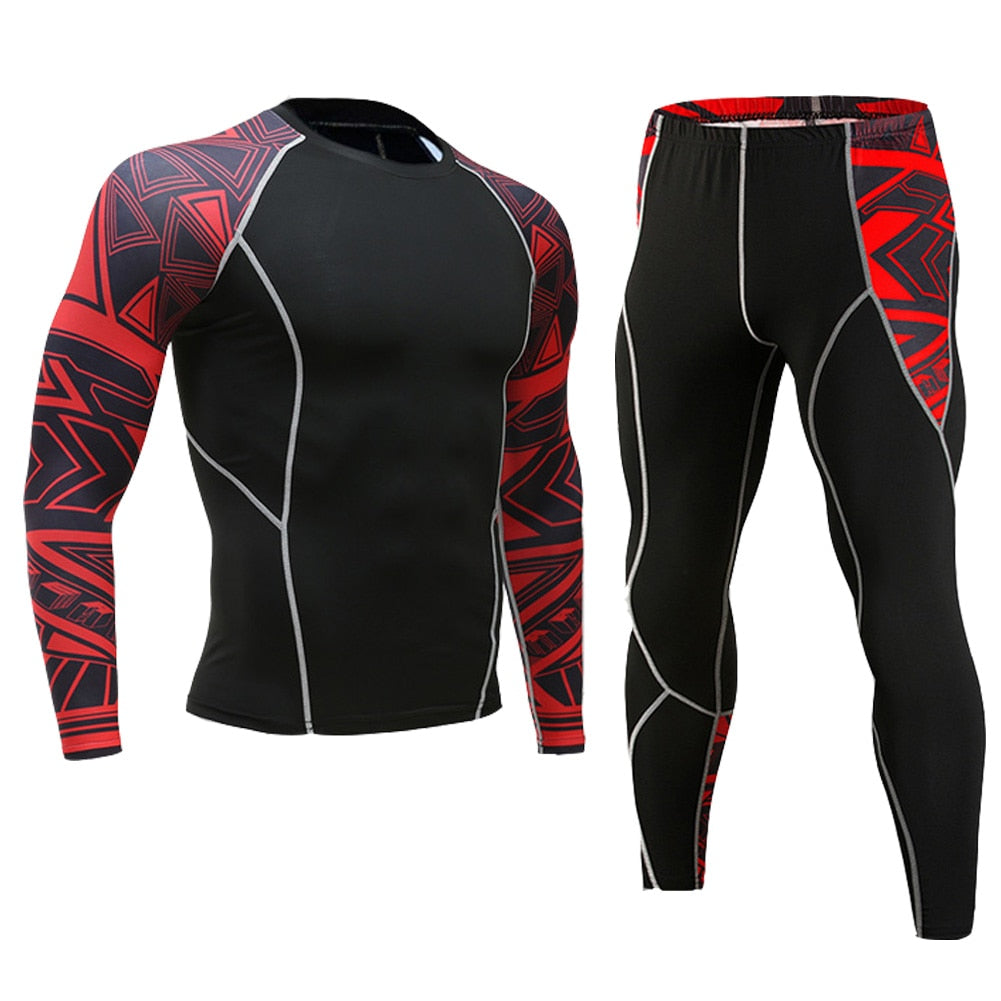 Mens Running Set Compression T-Shirt Pants Sport Long Sleeves T Shirts Fitness Rashguard Men Gym Leggings Clothes Tight Suit