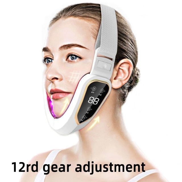 Facial Lifting Device LED Photon Therapy Facial Slimming Vibration Massager Double Chin V Face Shaped Cheek Lift Belt Machine