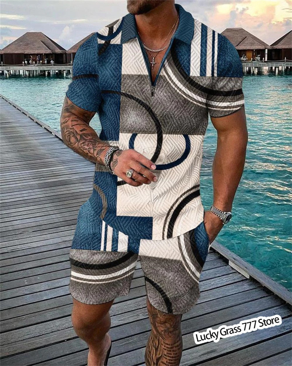 Summer Polo Shirts Shorts Set Men Luxury Brand Male Clothing Short-Sleeved Tracksuit Streetwear Casual Social T Shirt Lapel Suit