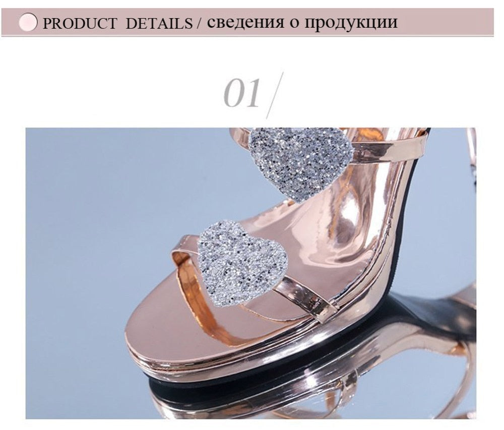 Ladies High Heel Shoes Elegant Shoes Glitter Shinning Shoes Star and Heart Pattern Shoes Party Shoes women’s fashion High heels