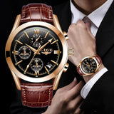 2022 LIGE New Fashion Mens Watches Top Brand Luxury Military Quartz Watch Premium Leather Waterproof Sport Chronograph Watch Men