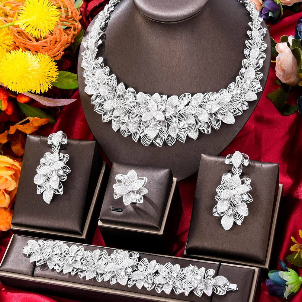 GODKI New Luxury 4pcs African Dubai Jewelry Sets For Women Wedding Party 5A Cubic Zirconia Indian Bridal Jewelry Set Gift