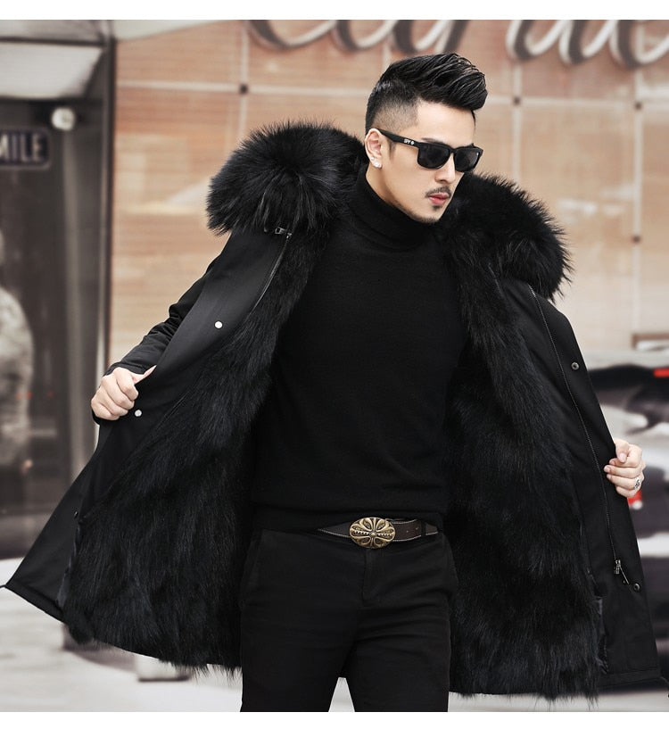 Waterproof Men Parka Winter Jacket 2022 New Fashion Warm Long Rabbit Fur Coat Man Parkas Natural Fox Fur Outerwear Streetwear