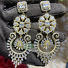 HIBRIDE Fancy CZ Flower Drop Big Statement Long Wedding Women Earrings White/Gold Color Dubai African Brides Jewelry