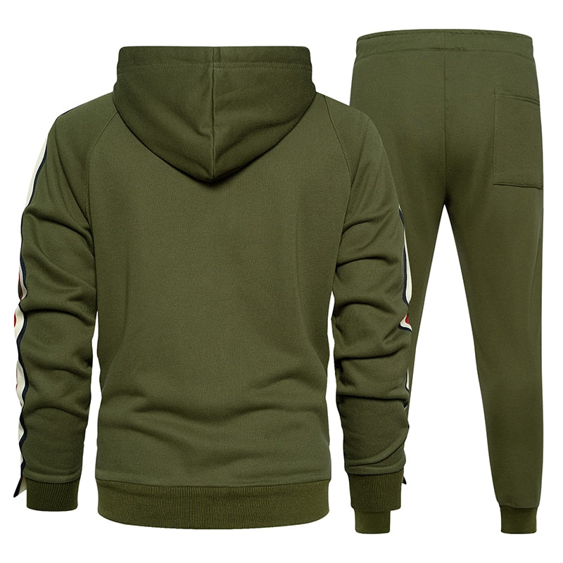 2022 Military Tracksuit Men Autumn Casual Set Male Streetwear Joggers Hooded Jackets + Pants 2 Piece Sets Army Green Sportsuits