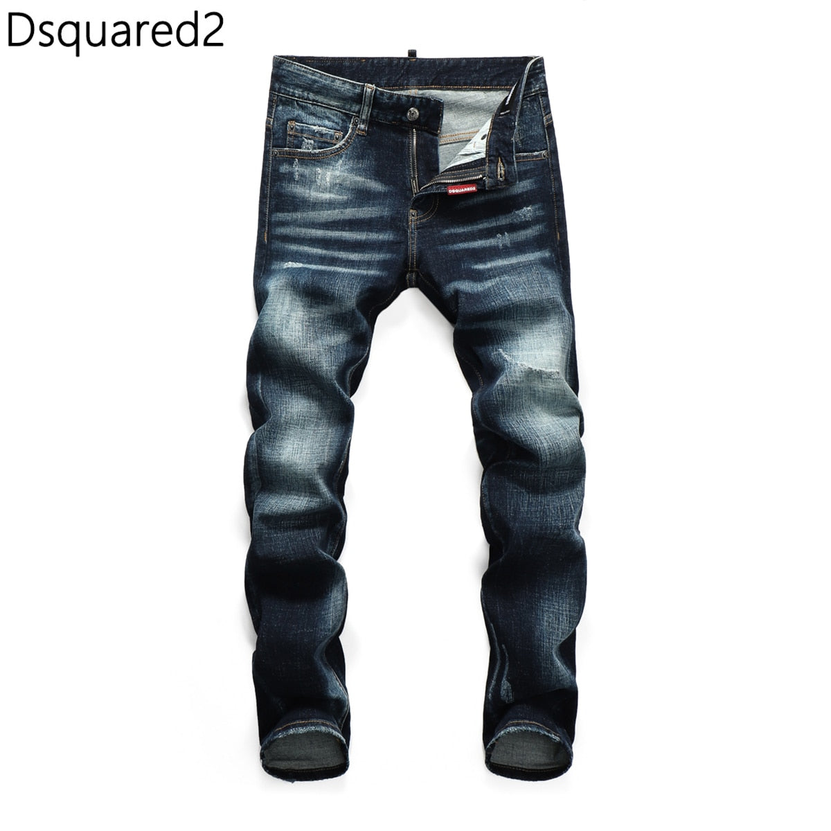 Dsquared2 jeans original quality dsq2 brand mens jeans Men straight denim trousers zipper Slim blue hole elastic jeans men