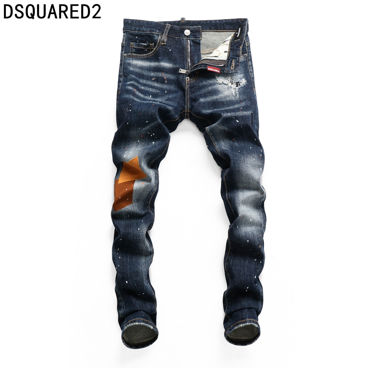 Dsquared2 jeans original quality dsq2 brand mens jeans Men straight denim trousers zipper Slim blue hole elastic jeans men