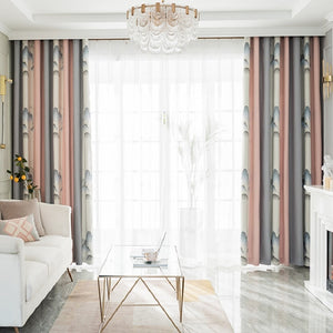 Modern Simple Curtain Landscape Printing Jacquard High Shading Stitching New Chinese All-match Curtains for Living Room Bedroom