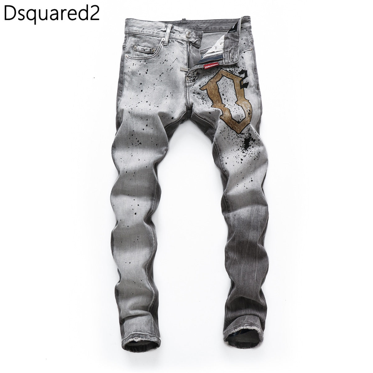 Dsquared2 jeans original quality dsq2 brand mens jeans Men straight denim trousers zipper Slim blue hole elastic jeans men