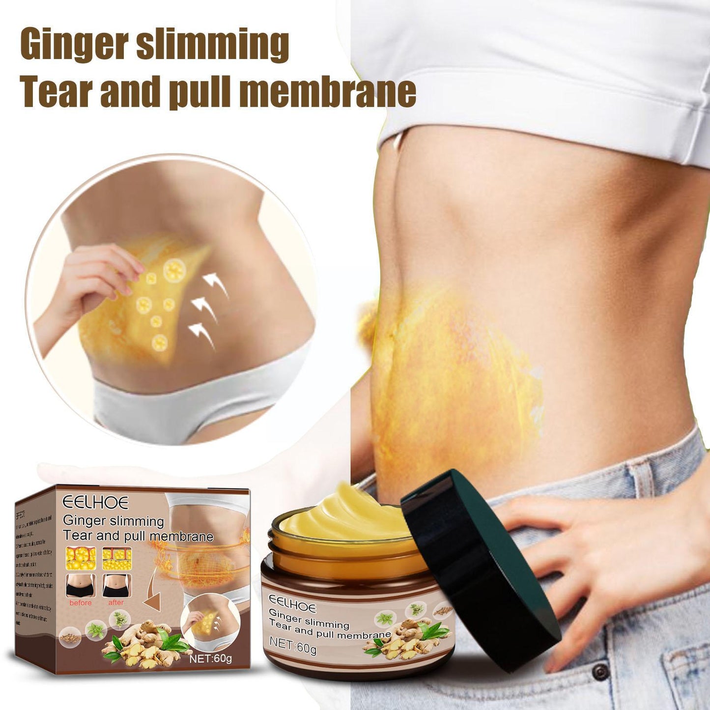 60g Ginger Fat Burning Cream Fat Loss Slimming Slimming Reduction Body Slimming Cream Massage Fat Body Cream