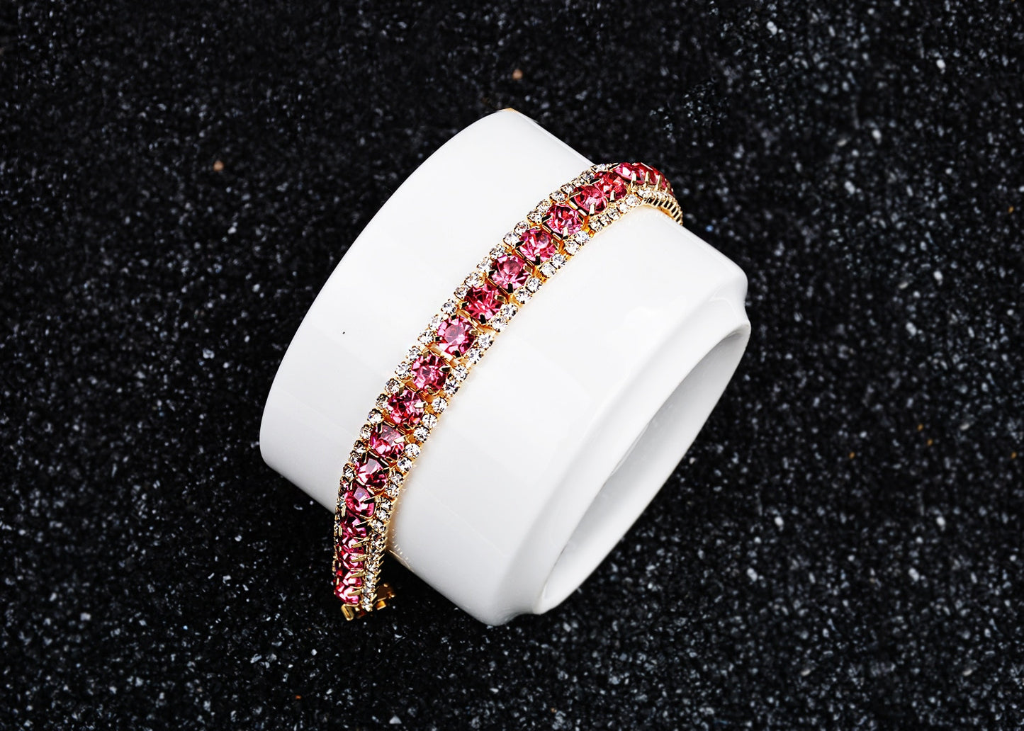 Pink Topaz Diamond Shaped Yellow Gold Filled Bracelets for Women Valentines Gift Wedding Fine Jewelry Wholesale