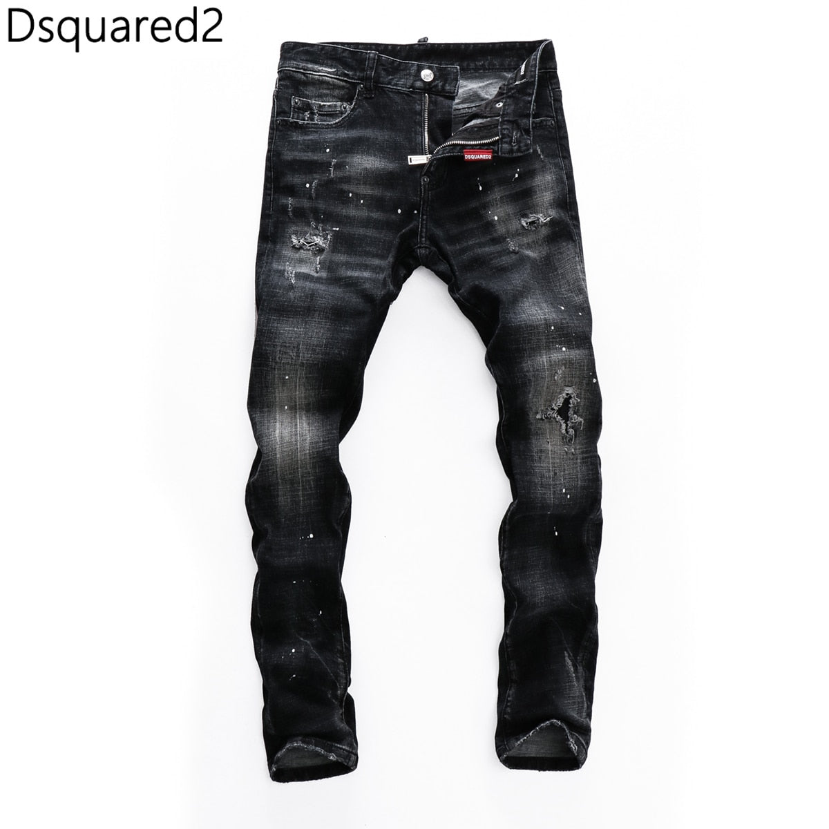 Dsquared2 jeans original quality dsq2 brand mens jeans Men straight denim trousers zipper Slim blue hole elastic jeans men