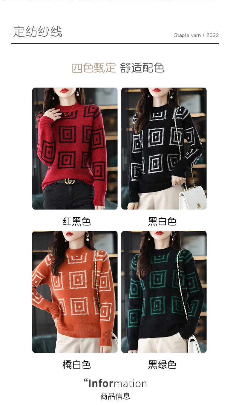 Half Height Collar Pure Woolen Sweater Women's Autumn And Winter New Fashion Age Reducing Loose Slim Casual Undercoat Sweater