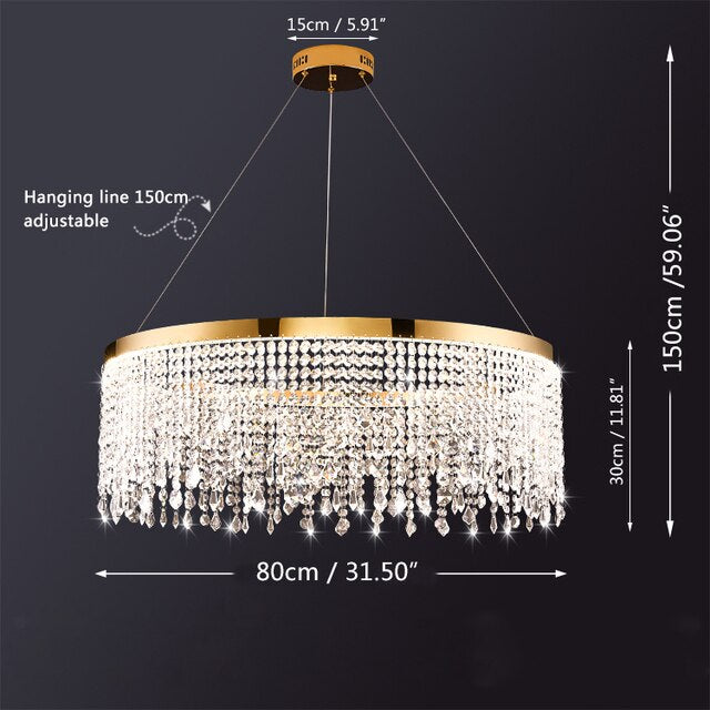 Modern Luster Pendant Light Crystal Chandelier Luxury Lamps For Living Dining Room Circle Hanging Lamp Home Decor LED Fixture