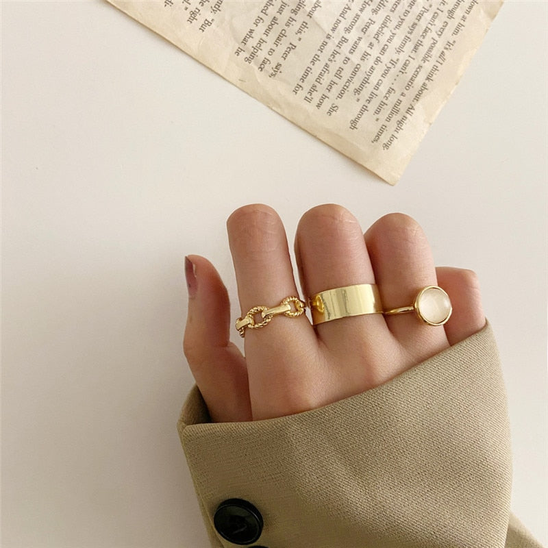 Boho Gold 22pcs Heart Rings Set For Women Vintage Geometric Cross Pearl Butterfly Finger Rings Women's 2022 Trendy Jewelry Gift