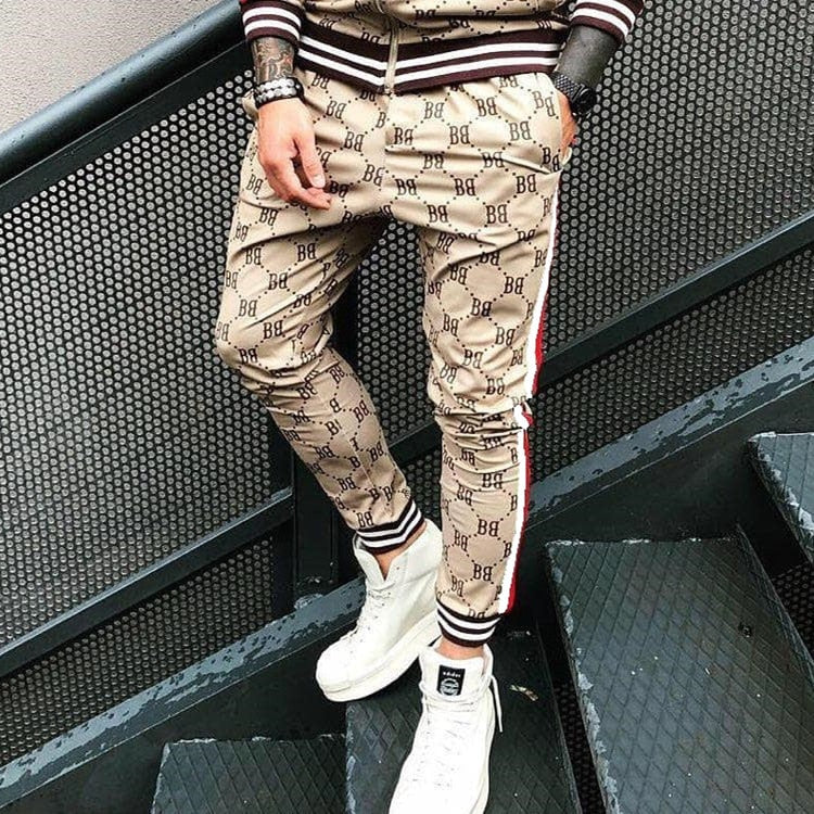 2021 Fashion Brand Men's Sport Suit 3D Digital Printing Long-sleeved Zipper Top and Casual Pants Fitness Slim Casual Tracksuits