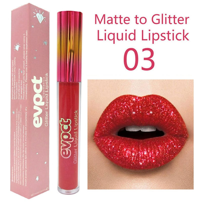 15 Colors Sexy Shimmer Diamond Glitter Lip Gloss Matte Liquid Lipstick Long Lasting Waterproof Pearl Velvet Lipgloss Lip Makeup