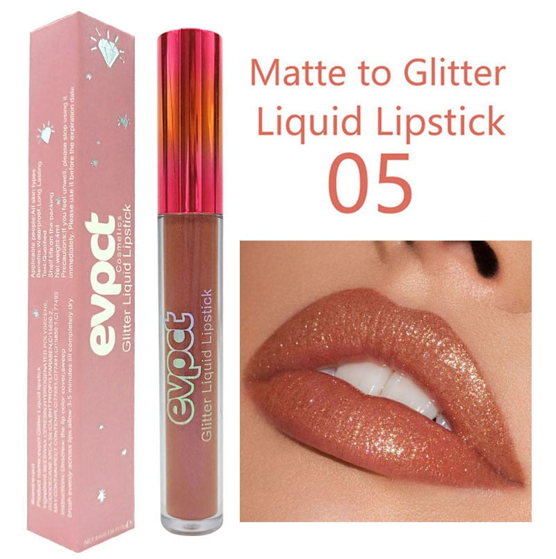 15 Colors Sexy Shimmer Diamond Glitter Lip Gloss Matte Liquid Lipstick Long Lasting Waterproof Pearl Velvet Lipgloss Lip Makeup