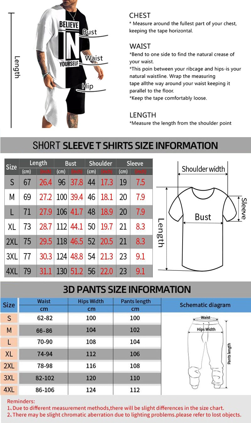 2022 Summer New Arrivals Men's Pants Sports Suit 2PCs 3D Printing Trend Luxury Short Sleeve Tshirt+Pants Street Fashion Set