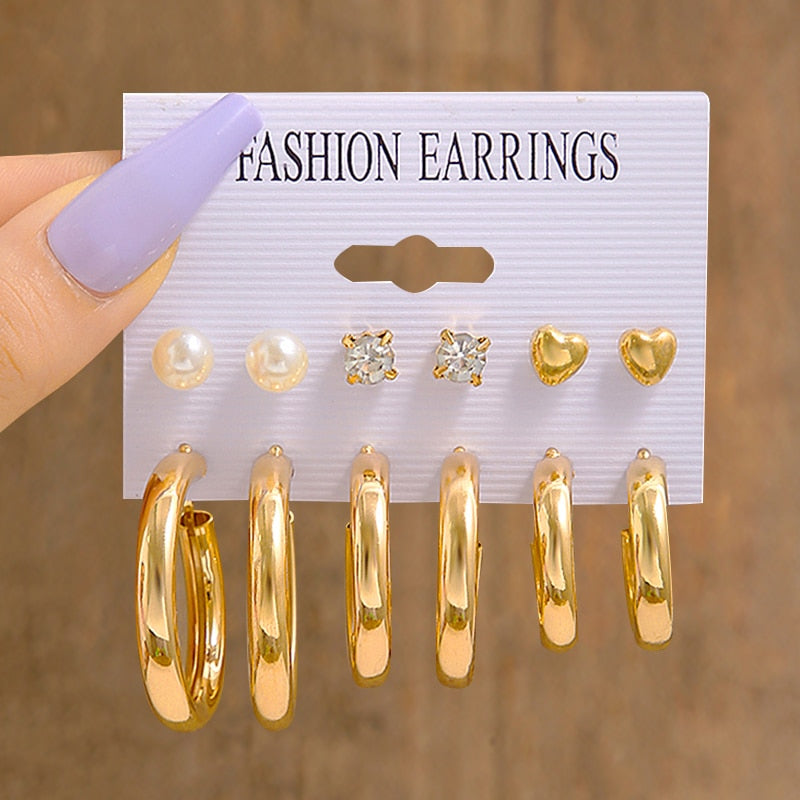 17KM Pearl Leopard Print Dangle Earrings Set Acrylic Gold Color Hoop Earrings for Women Butterfly Twist Earrings Trendy Jewelry