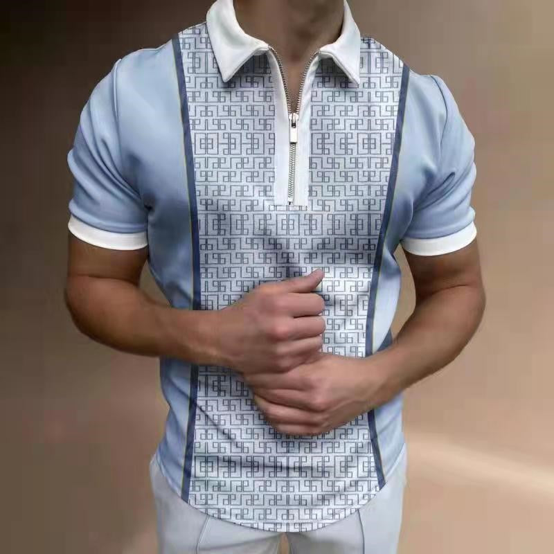 The Stripe Square Printed Polo Shirt 2022 Men's Short Sleeve Summer T-shirt Men's Clothing European Size S-3XL